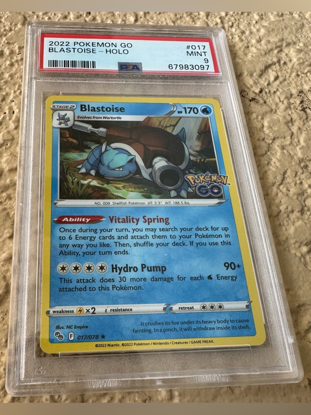 2022 Pokemon Go Blastoise Holo #017 PSA 9 Mint